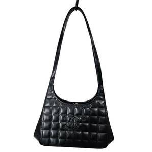 《1円スタート》CHANEL シャネル シールあり ６番台 ココマーク チョコバー エナメル トートバッグ ブラック C5092の画像1