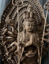 特大型高80cm 仏教工芸品　総楠製　井波彫刻　木彫仏像　千手観音菩薩立像_画像8