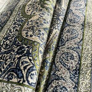 イラン産 高級ペルシャ絨毯 総シルク 手織り 最高峰225万ノット 101×152cm #15の画像3