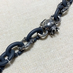 エックスバイトロールビーズ X by Trollbeads ラバーチェーン×シルバー925 スカル ドクロ ブレスレット ケース付きの画像5