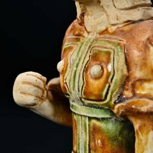 br10389 中国美術 唐三彩 力士立像 人物置物 陶器 中国古玩 高17.4cmの画像5