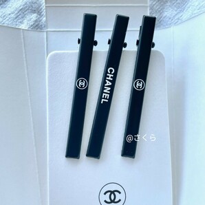 シャネル CHANEL ノベルティ ヘアクリップ ヘアピン ブランド ブラック ロゴ ヘアアクセ 黑 非売品 新品未使用品の画像1