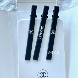 値下げ シャネル CHANEL ノベルティ ヘアクリップ ヘアピン ブランド ブラック ロゴ ヘアアクセ 黑 非売品 新品未使用の画像1