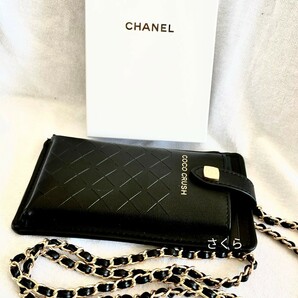 シャネル ノベルティ ポーチ カードケース チェーン付きCHANEL ショルダーバッグ ブラックポーチ 黒 スマホケース 非売品新品未使用品の画像3