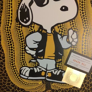 DEATH NYC 世界限定100枚 アートポスター SNOOPY スヌーピー 草間彌生 南瓜 かぼちゃ PEANUTS トム エバハート 現代アート ポップアートの画像3