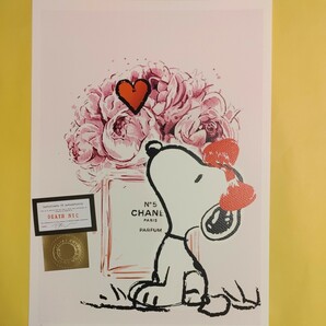 DEATH NYC 世界限定100枚 アートポスター SNOOPY スヌーピー レッドリボン CHANEL シャネル Heart ハート トムエバハート PEANUTSの画像1