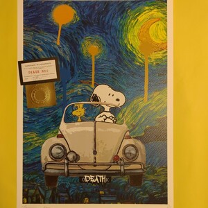 DEATH NYC 世界限定100枚 アートポスター　SNOOPY　スヌーピー　Drive　Beetle　ゴッホ　GOGH　星月夜　トムエバハート　ウッドストック