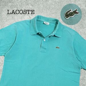 A-281★LACOSTE ラコステ★グリーン緑色 半袖 鹿の子 ワニロゴ刺繍 ポロシャツ 5