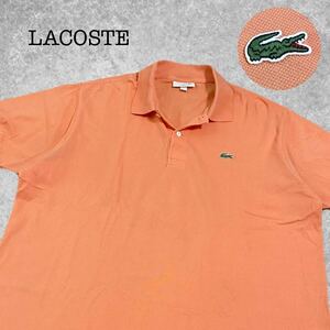 A-312★LACOSTE ラコステ CLASSIC FIT★サーモンピンク色 ワニロゴ刺繍 半袖 鹿の子 ポロシャツ XXL