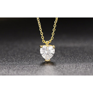 送料一律 ハート型ダイヤモンドCZ 愛のゴールドネックレス 18KGP Gold Plated necklace 1円オークション 60の画像1