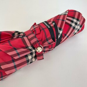 1円～ A-8 60 BURBERRY バーバリー レッド ノバチェック 折り畳み傘 傘 ロゴ の画像2