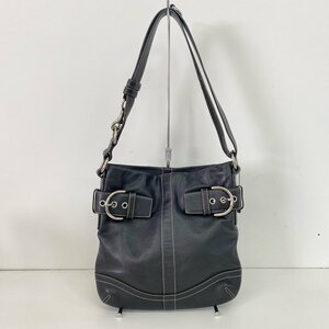 1円～　A-9　60　COACH　コーチ　ショルダーバッグ　ブラック　1452　SOHO　ソーホー　バックル　レザー