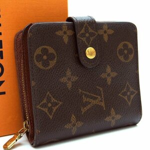 【極美品】ルイヴィトン Louis Vuitton モノグラム コンパクトジップ 2つ折財布 カード５枚収納 メンズ レディース 定価約7万 A48