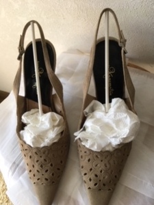 [ Ginza Kanematsu ] suede back less pumps 23 centimeter beige heel approximately 7.5.( beautiful goods )