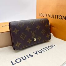 極美品● LOUIS VUITTON ルイヴィトン 折り財布 モノグラム ポルトモネ ビエ トレゾール 2つ折り L字ファスナー 茶 ブラウン レディース_画像1