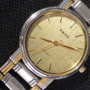 ☆vintage RADO ラドー QUARTZ ゴールド文字盤 メンズ クォーツ腕時計 動作品☆の画像1