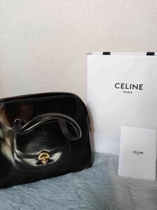 CELINE セリーヌ ハンドバッグパッテント レザー ブラック