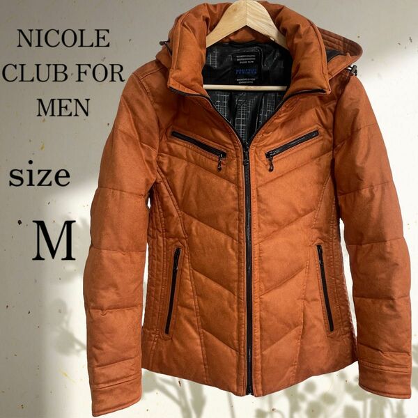 【美品】NICOLE CLUB FOR MEN マイクロスウェードダウンブルゾン