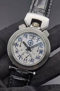  used boveBOVET sport Star C801. main index big Date chronograph small second reverse side skeSS self-winding watch men's wristwatch 