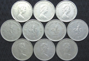 香港 旧1ドル硬貨(小型)×10枚(年号ランダム)