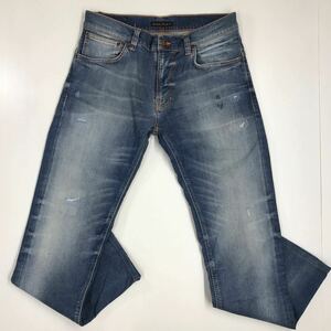 Nudie Jeans ヌーディージーンズ　ストレッチデニムパンツ ジーパン　ダメージ加工　チュニジア製　W32 34-98a