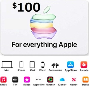 USA版 apple Gift Card $100 card iTunes アップル ギフトカード 100ドル分 北米 コード渡しの画像1