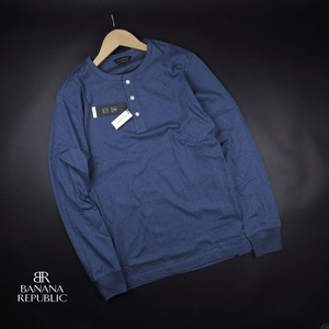  new goods #BANANA REPUBLIC/LUXE TOUCH Henry T-shirt 777/00 blue /[XL]