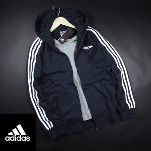  new goods *adidas/ Adidas / French Terry s Lee stripe s full Zip Parker G91/471 navy blue /O[XL]