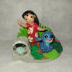 箱なし 中古品 リロ&スティッチ 2007 置き時計 ディズニーリゾート スティッチ スクランプ Disney ディズニーストア フィギュア 置物