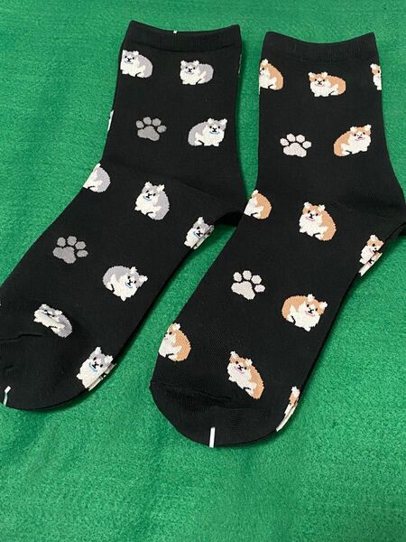 新品猫柄ソックス グレー猫&茶猫2足セット