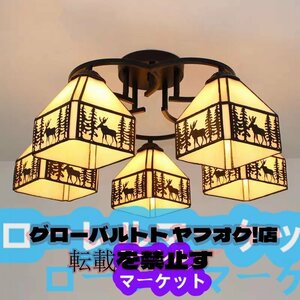 ステンドグラス [室内装飾]5灯ステンドランプ 照明 ベッドルーム用 通路用ランプ 花柄 ティファニー技法 ペンダントライト