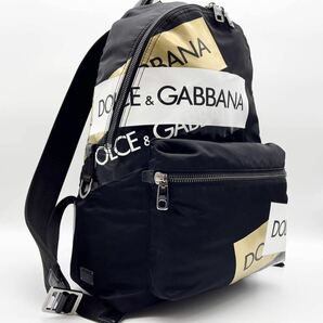 極美品 希少 Dolce&Gabbana ドルチェ＆ガッバーナ バックパック リュック 黒 ブラック ナイロン レザー ロゴプレート ロゴ金具 A4 PC収容可の画像1