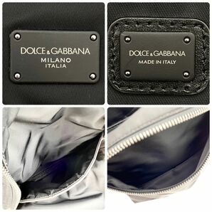 極美品 希少 Dolce&Gabbana ドルチェ＆ガッバーナ バックパック リュック 黒 ブラック ナイロン レザー ロゴプレート ロゴ金具 A4 PC収容可の画像9