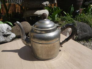 [CI404] Britain antique teapot copper made silver finishing interior Britain made silver plating Vintage tableware 