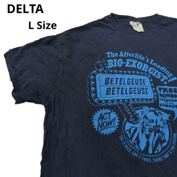 DELTA 半袖Tシャツ ロゴプリント 紺色 メンズLa16