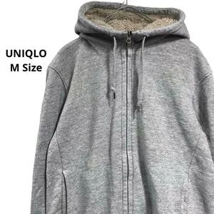 UNIQLO 裏ボアジップパーカー　グレー　秋冬　レディースM b11