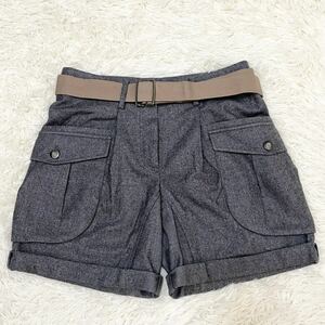 BRUNELLO CUCINELLI[ beautiful goods ] short pants L rank gray Italy made lady's Brunello Cucinelli culotte shorts belt 