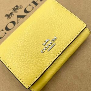 COACH【新品 未使用】コーチ 三つ折り財布 イエロー 黄色 ミニウォレット SMTH LYH MCRO WLT CM238 wallet ミニ財布