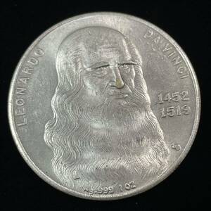 イタリア レオナルド・ダ・ヴィンチ 1452-1519 マハ 記念幣 アンティーク 絵銭 コイン 銀貨 硬貨 古銭