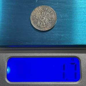 硬貨 古銭 銀貨 ノルウェー オスカー2世 1875年 クラウン 国章 ライオン コインの画像6