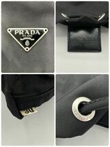 【極美品】PRADA 巾着ミニポーチ バッグ ナイロン 三角ロゴ ブラック小物入れ テスート _画像8