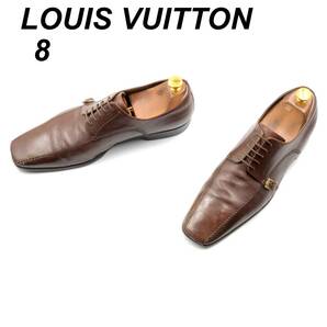 即決 Louis Vuitton ルイヴィトン ダミエ 26cm 8 ST0096 メンズ レザーシューズ ツーシーム 茶 ブラウン 革靴 皮靴 ビジネスシューズ