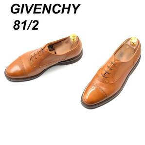 即決 GIVENCHY ジバンシイ 26.5cm 8.5 2504 メンズ レザーシューズ ストレートチップ 内羽根 茶 ブラウン 革靴 皮靴 ビジネスシューズ