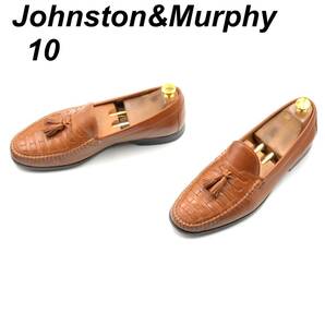 即決 Johnston&Murphy ジョンストン&マーフィー 28cm 10 メンズ レザーシューズ タッセルローファー 茶 ブラウン 革靴 皮靴 ビジネス