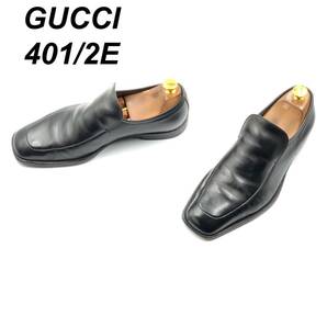 即決 GUCCI グッチ 25.5cm 7.5E 132521 メンズ レザーシューズ ヴァンプローファー 黒 ブラック 革靴 皮靴 ビジネスシューズ