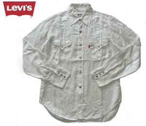 ★Levi’s リーバイス RED TAB 麻100% 長袖 リネンシャツ ウエスタン シャツ 白 ホワイト メンズ M