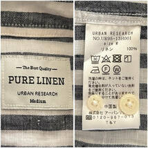 ★URBAN RESEARCH アーバンリサーチ PURE LINEN 麻100% 七分袖 ストライプ リネンシャツ メンズ M_画像3