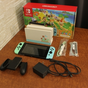 ▼ Nintendo 任天堂 ニンテンドー Switch スイッチ 本体 あつまれどうぶつの森 本体動作OK ジョイコン一部不良有