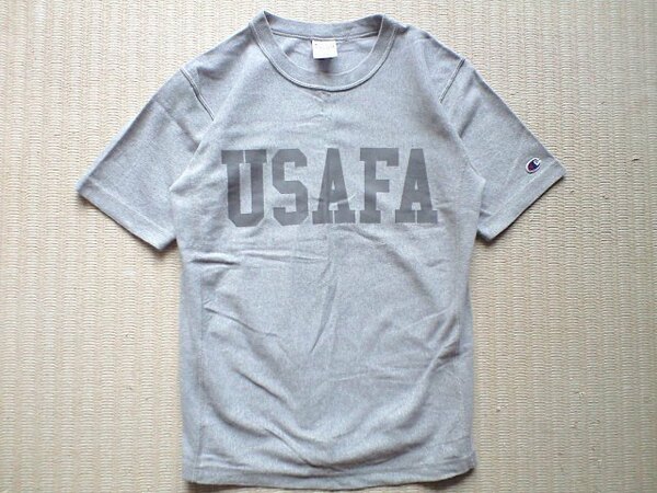 即決 USAFA 背中に「V」リフレクター プリント Champion REVERSE WEAVE ヘビーウェイト Tシャツ Mサイズ グレー 米空軍学校