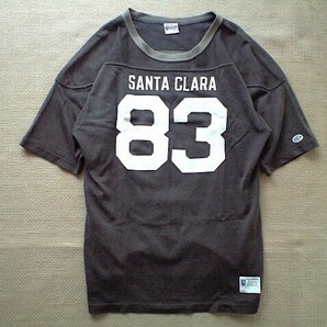 即決 別注品 Champion フットボール Tシャツ ランタグ Lサイズ 42-44 SANTA CLARA サンタクララ チャコール